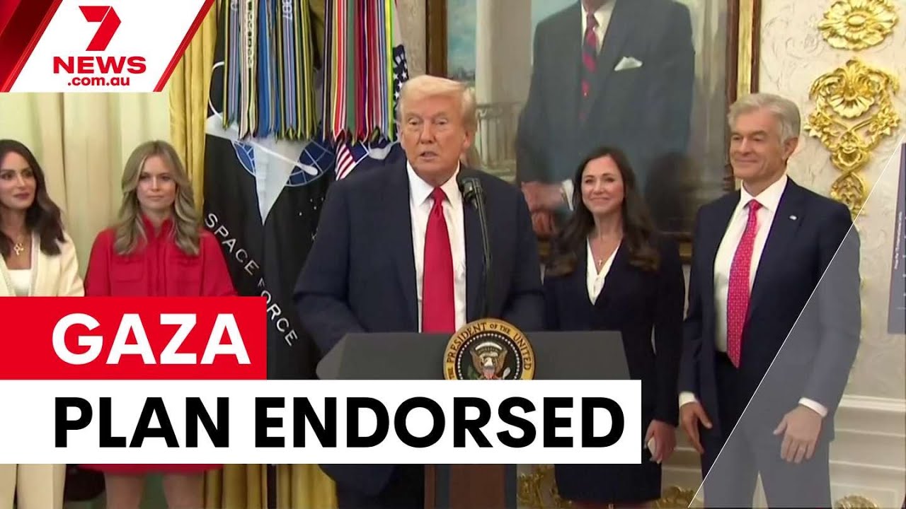 UN endorses Trump's Gaza peace plan | 7NEWS
