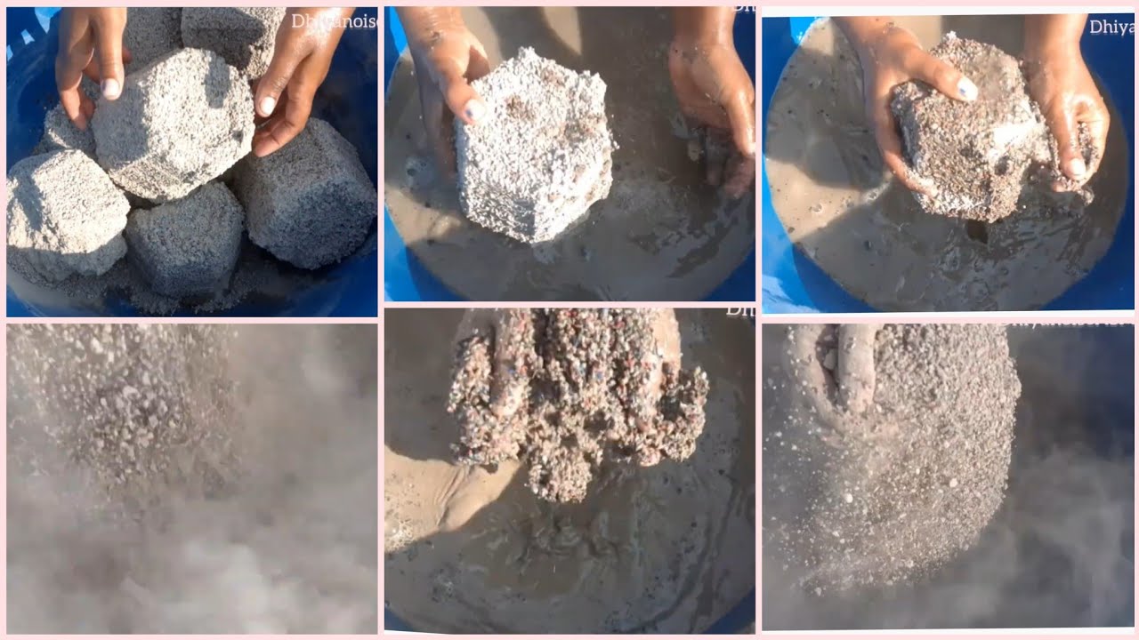 ASMR- Dusty gritty gravels pots dry and water crumbling|Sand pouring and mixing