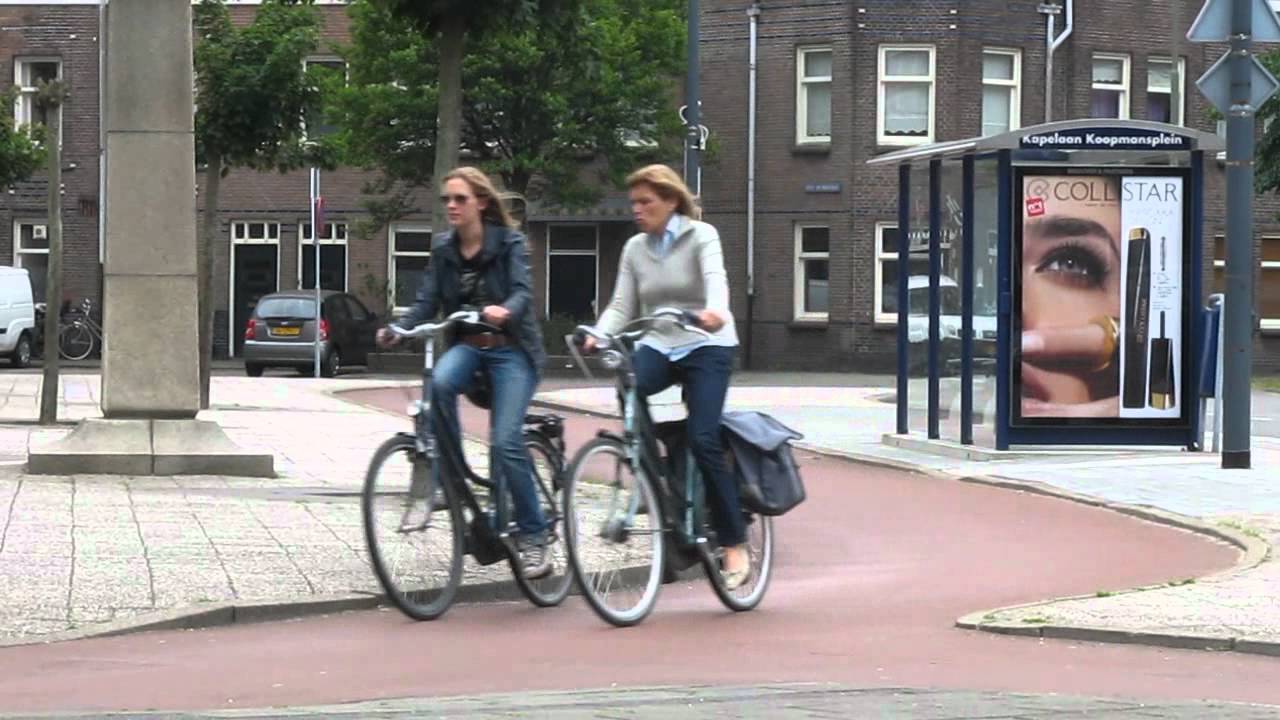 Cyclists returning home after shopping (Netherlands)