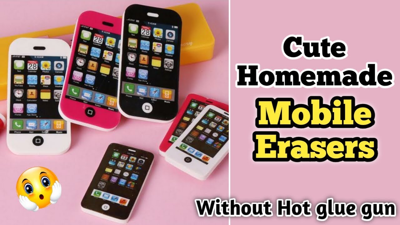 Cute Homemade Mobile Erasers/Without Hot Glue Gun/DIY Mobile Erasers/Erasers Making At Home/Rubber