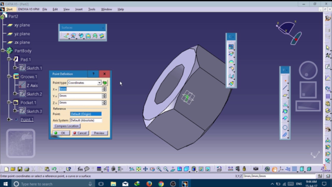 Kinematic simulation of Bolt and Nut in CATIA V5(Digital Mockup-DMU kinematics)