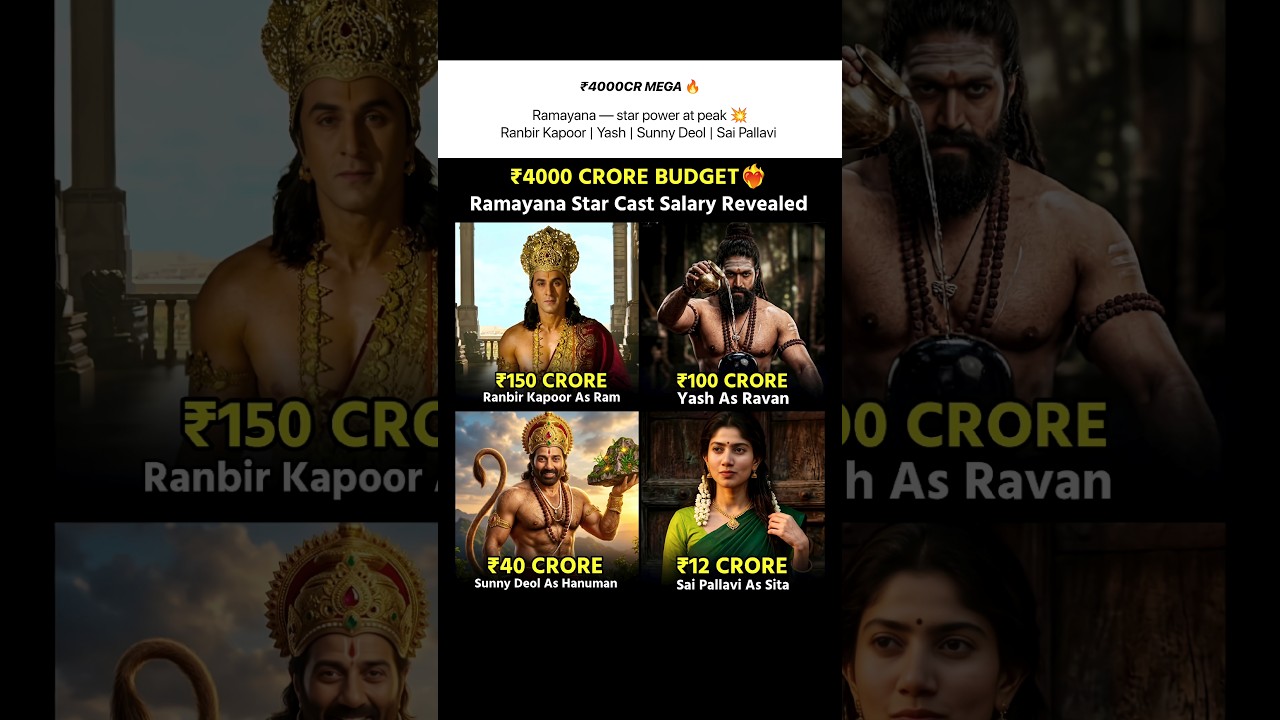 4000 CR MEGA BUDGET! 🤯 Ramayana Cast Salary Revealed! 🎬#Ramayana#RanbirKapoor#shorts#yash#saipallavi