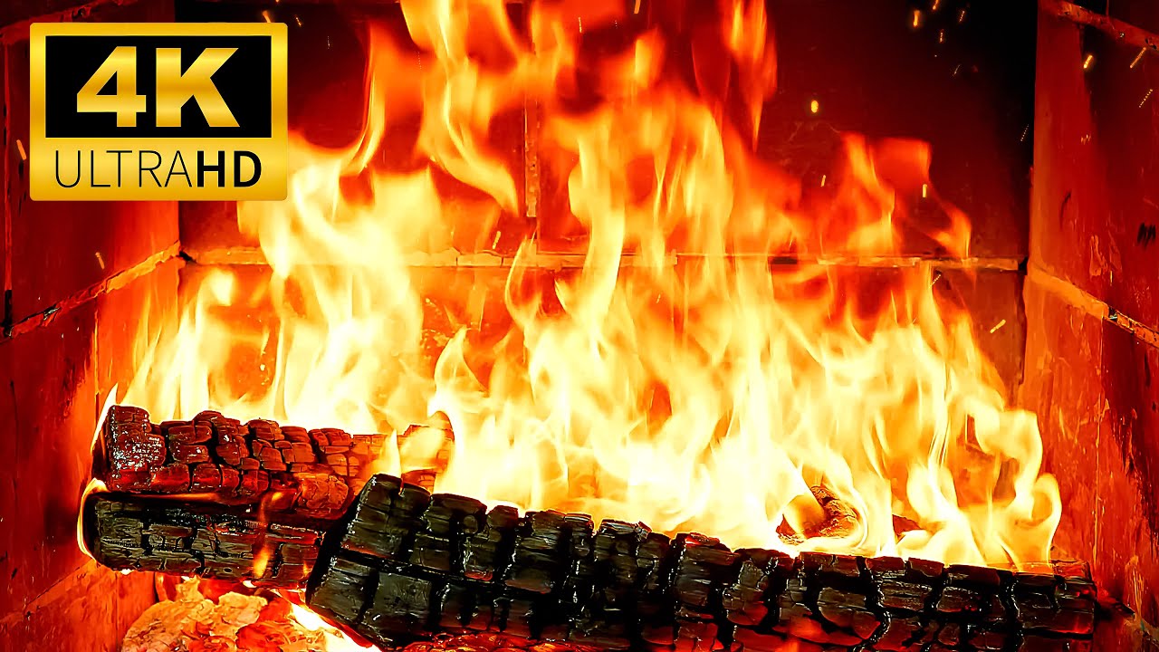 Cozy January Night with Warm Fireplace🔥Relaxing Fireplace 4K & Burning Wood with Fire Crackling