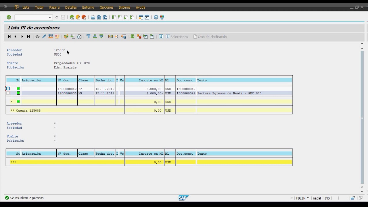 Pasos Iniciales con SAP FI - 13 - Balances de Cuentas por Pagar y Partidas Individuales