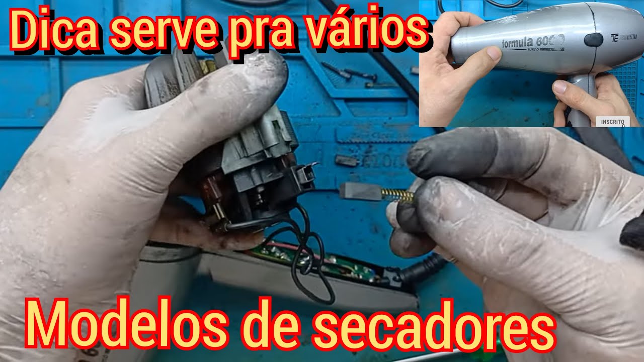 Secador cabelo fraco e com barulho estranho ...  como trocar do carvão do motor🔥