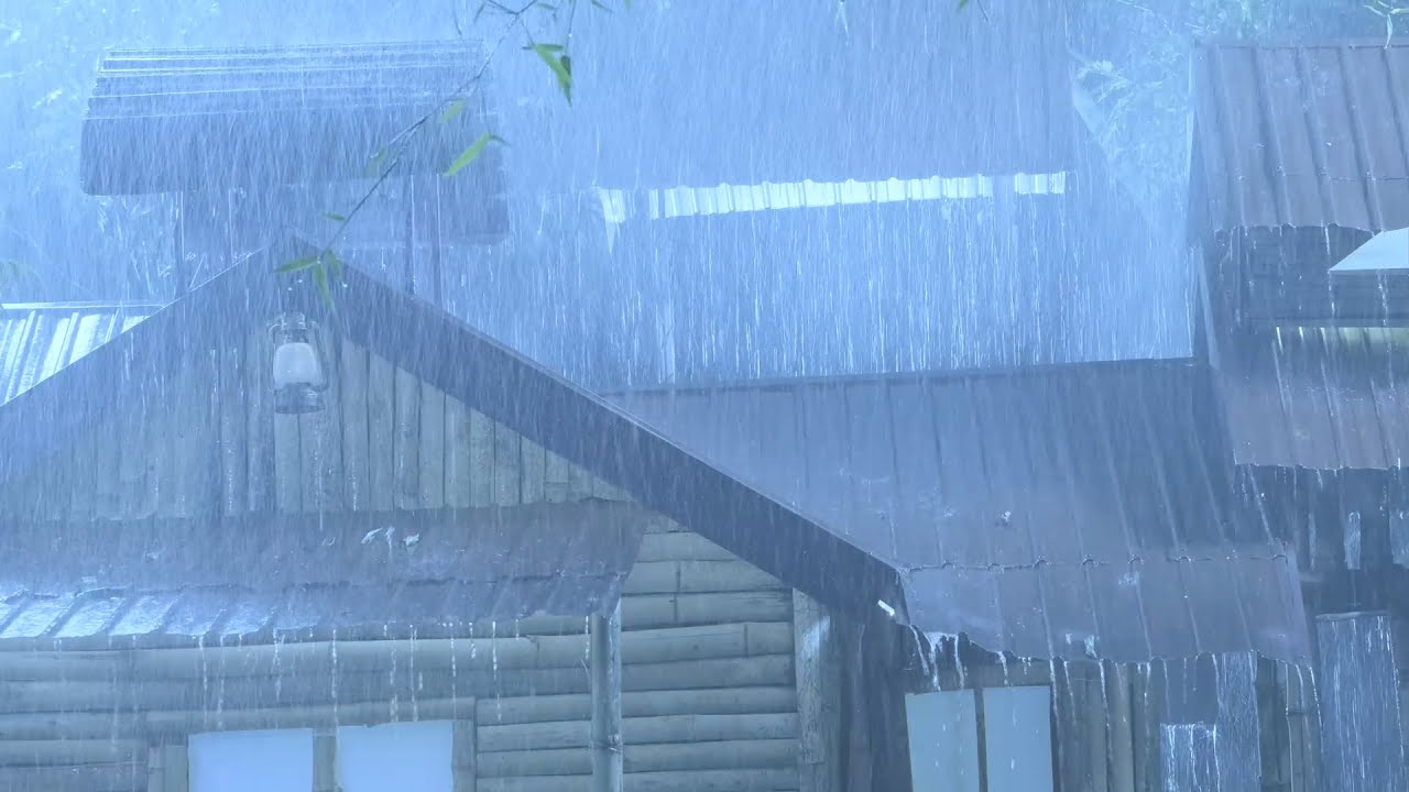 Immersed in Deep Sleep 🌧️ Pouring Rain on Fragile Metal Roof in Dark Night