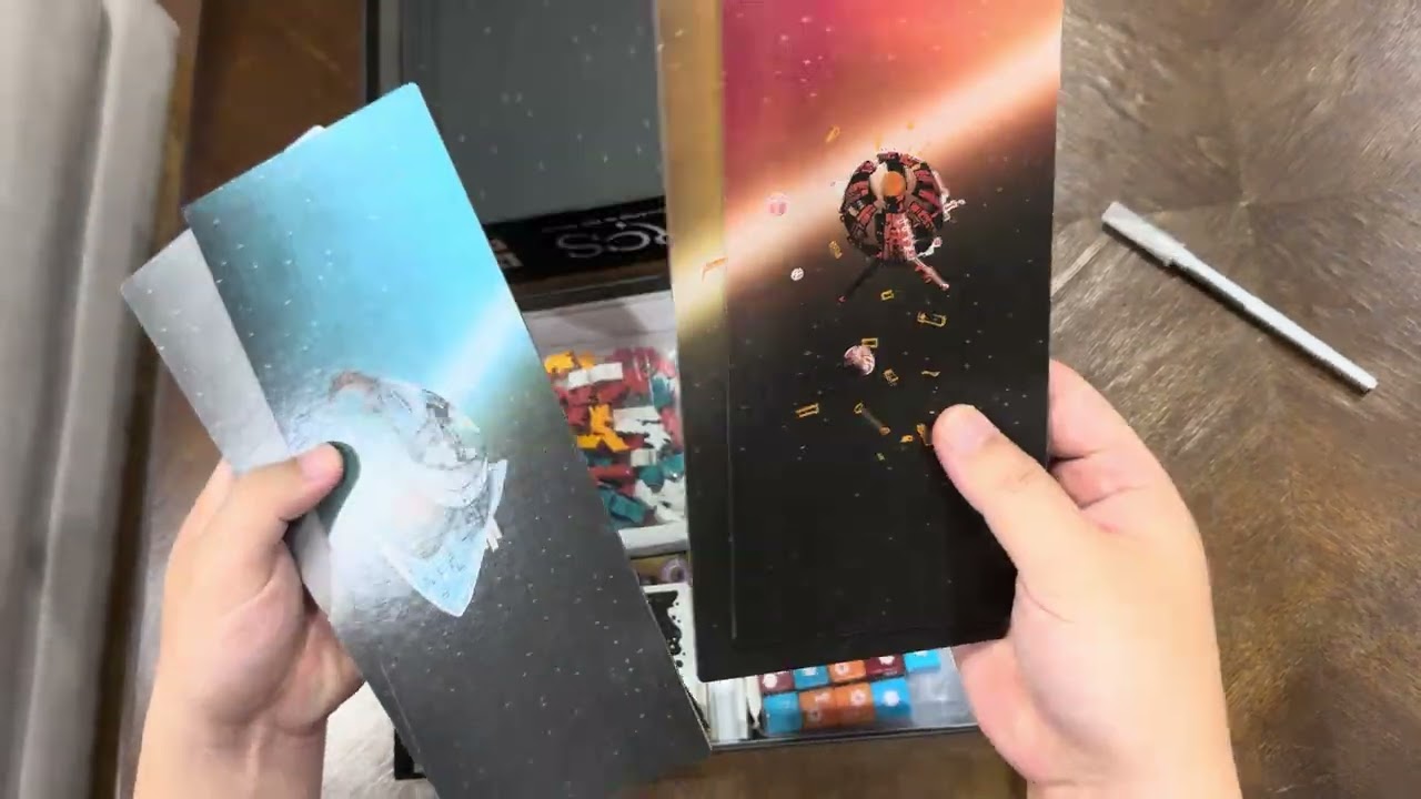 Unboxing board game Arcs.