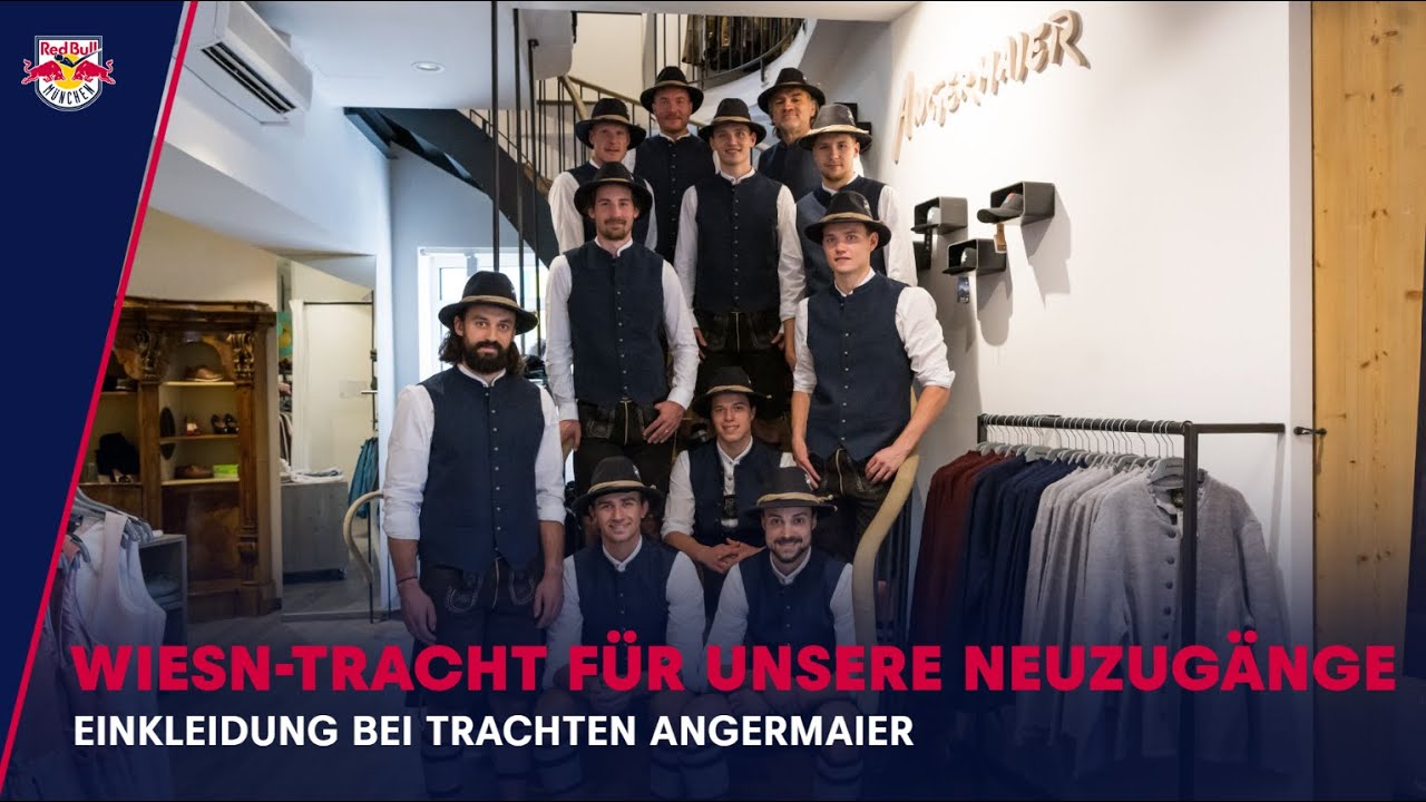 Einkleidung bei Trachten Angermaier, unsere Neuzug&auml;nge bekommen Wiesn-Tracht | EHC Red Bull M&uuml;nchen