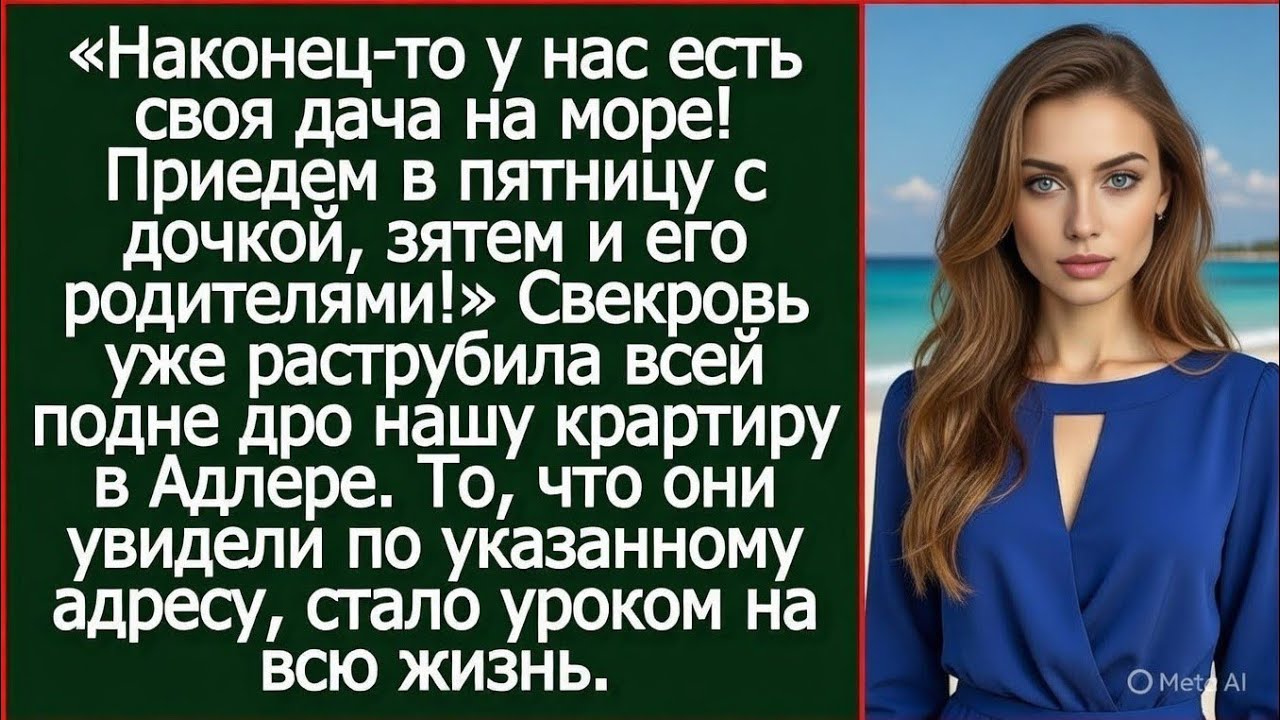 Наконец-то у нас есть своя дача на море! Приедем к вам в пятницу с дочкой, зятем и его родителями!