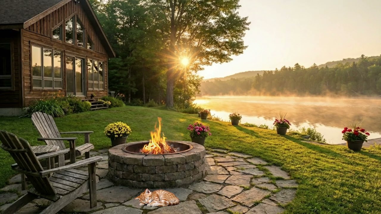 Spring Sunrise by the River🌿🔥 | Morning Birds, Nature Sounds & Fire Pit Ambience (3 Hours)