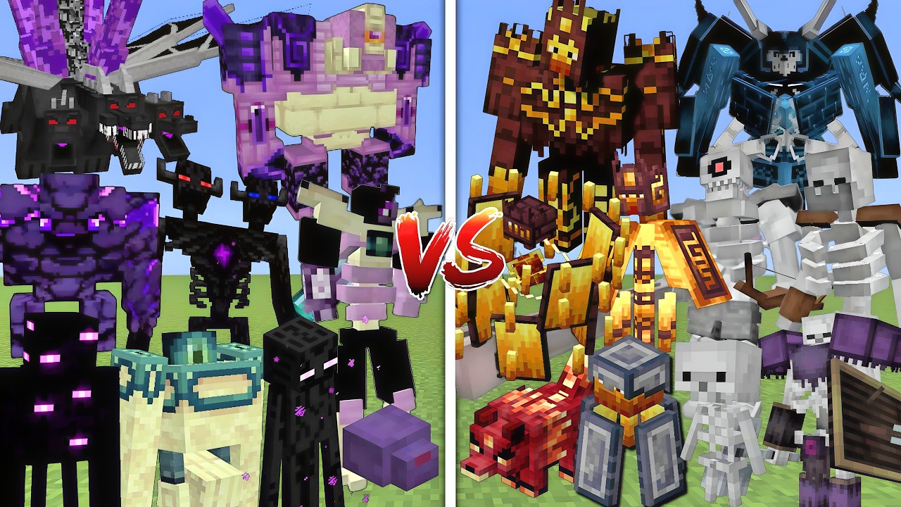 ALL MUTANT ENDERMANS VS ALL MUTANT BLAZES & SKETETONS MOBS BATTLE IN MINECRAFT