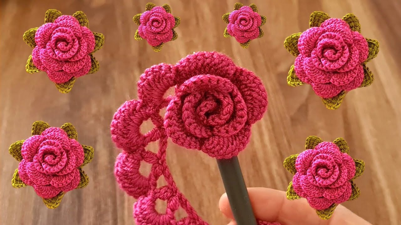 Удивительная ОЧЕНЬ ЛЕГКАЯ Розочка крючком 🌹🌹🌹 Изготовление