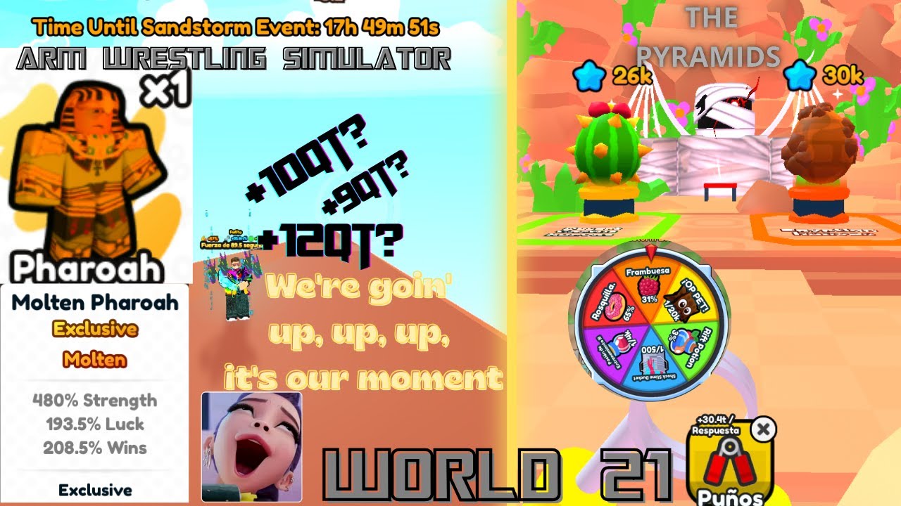 NUEVO MUNDO 21: PYRAMIDS  + 2 Huevos NUEVOS + MEGA JEFE UNDEAD MUMMY en ARM WRESTLING SIMULATOR!
