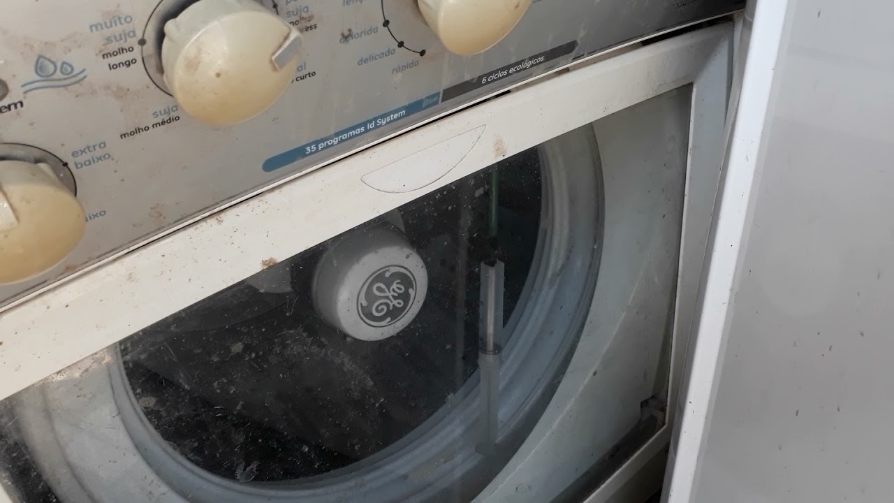 Lavadora GE que n&atilde;o centrifuga, Eletrobomba n&atilde;o acionava, entupimento no Dulto de drenagem