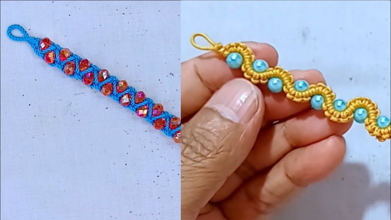 EASY SIMPLE MACRAME BRACELET TUTORIAL, CARA MEMBUAT GELANG BENANG MOTIF 