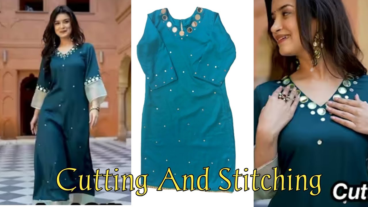 Most Trending mirror work outfit designing Model inspired outfit designing / cutting And Stitching