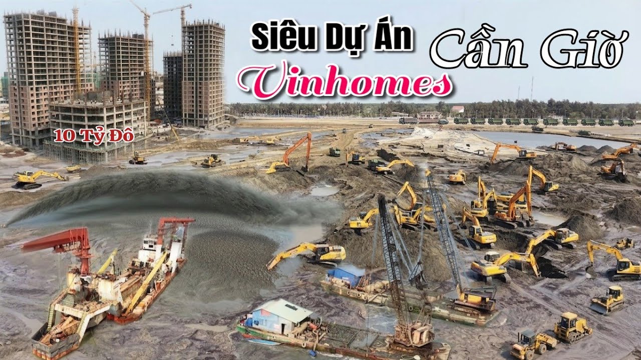 Siêu Dự Án Lấn Biển Cần Giờ-Khu A Đã Lên Móng Các Toà Nhà.Hàng Trăm Sà Lan Chờ Lấy Cát