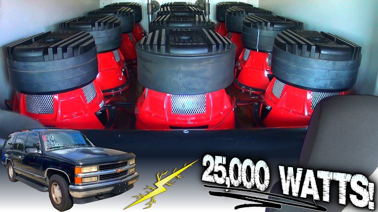 INSANE Subwoofer Demo w/ 25,000 WATT Sound System & CRAZY LOUD Car Audio BASS Install... 12 12s!!!