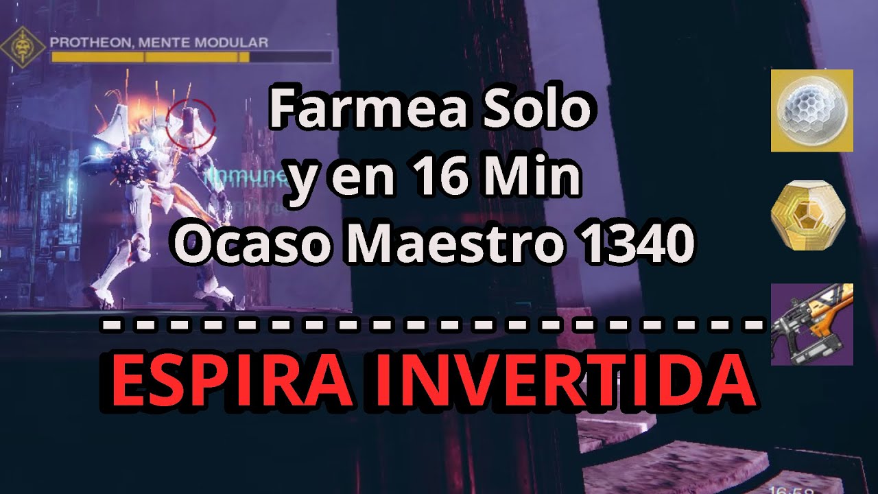 Destiny 2 Farmea SOLO Ocaso Maestro 1340 - Espira Invertida en 16 Minutos Build Cazador T. Simbionte