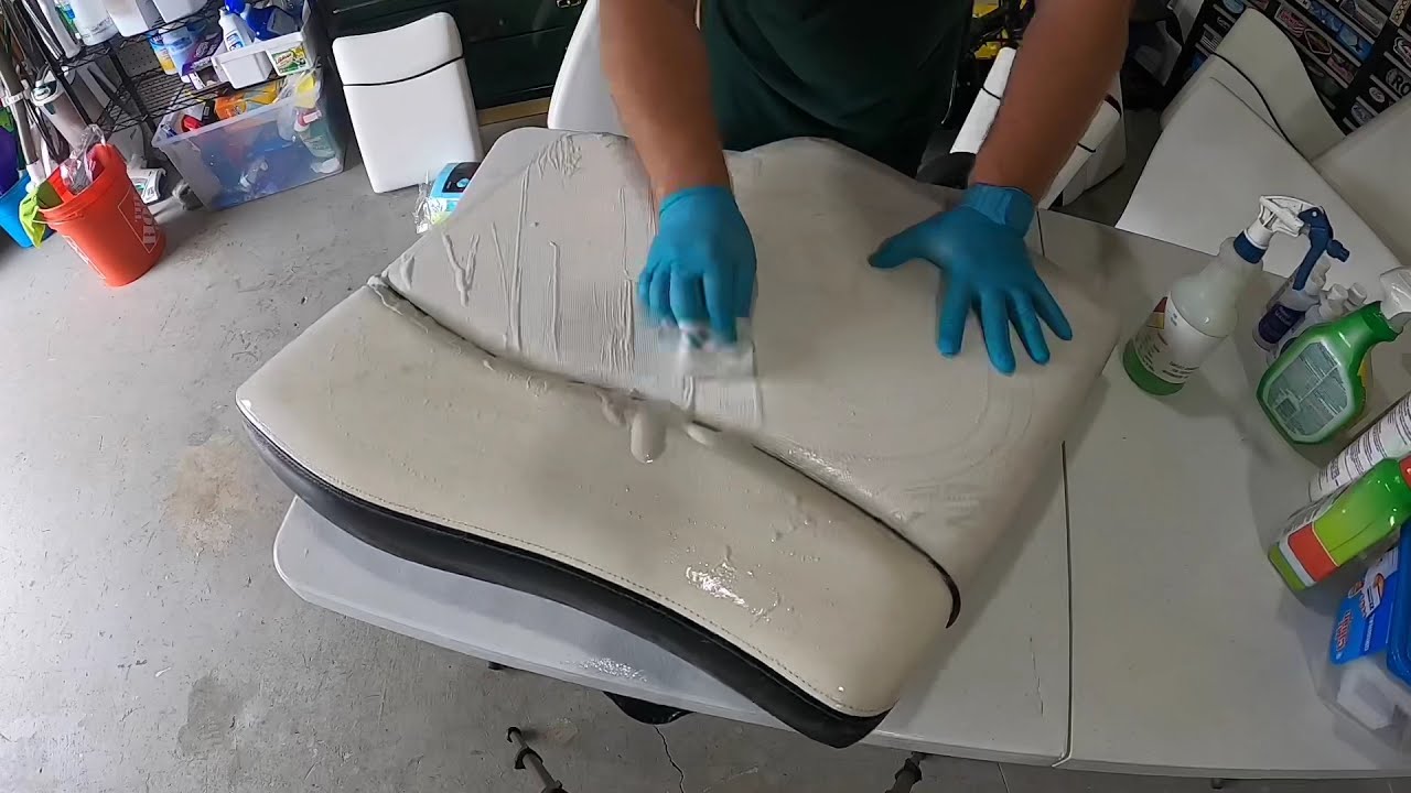 Cleaning boat seats and upholstery.
