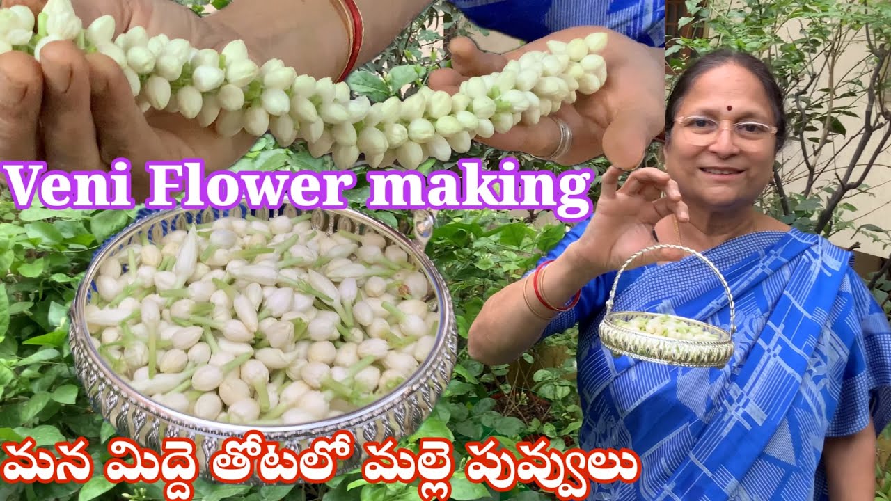 మనమిద్దె తోటలో మల్లె పువ్వులు || Veni Flower making
