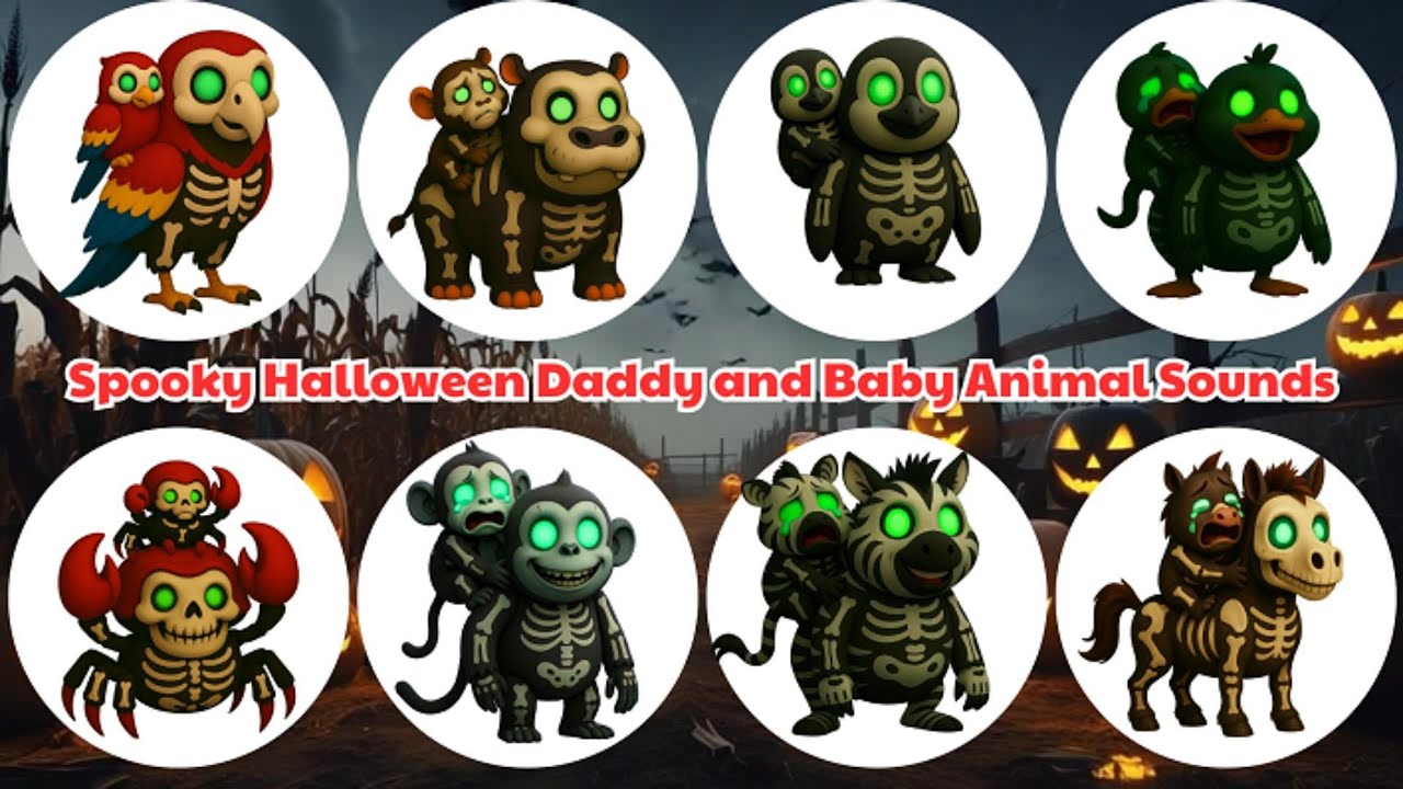 👻🎃 Spooky Animal - Daddy & Baby Animals Cry on Halloween! 🎃 36 Spooky Sounds for Kids - Gon Gon Edu🎃