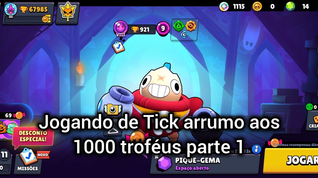 Brawl stars celular, acumulando troféus de Tick.