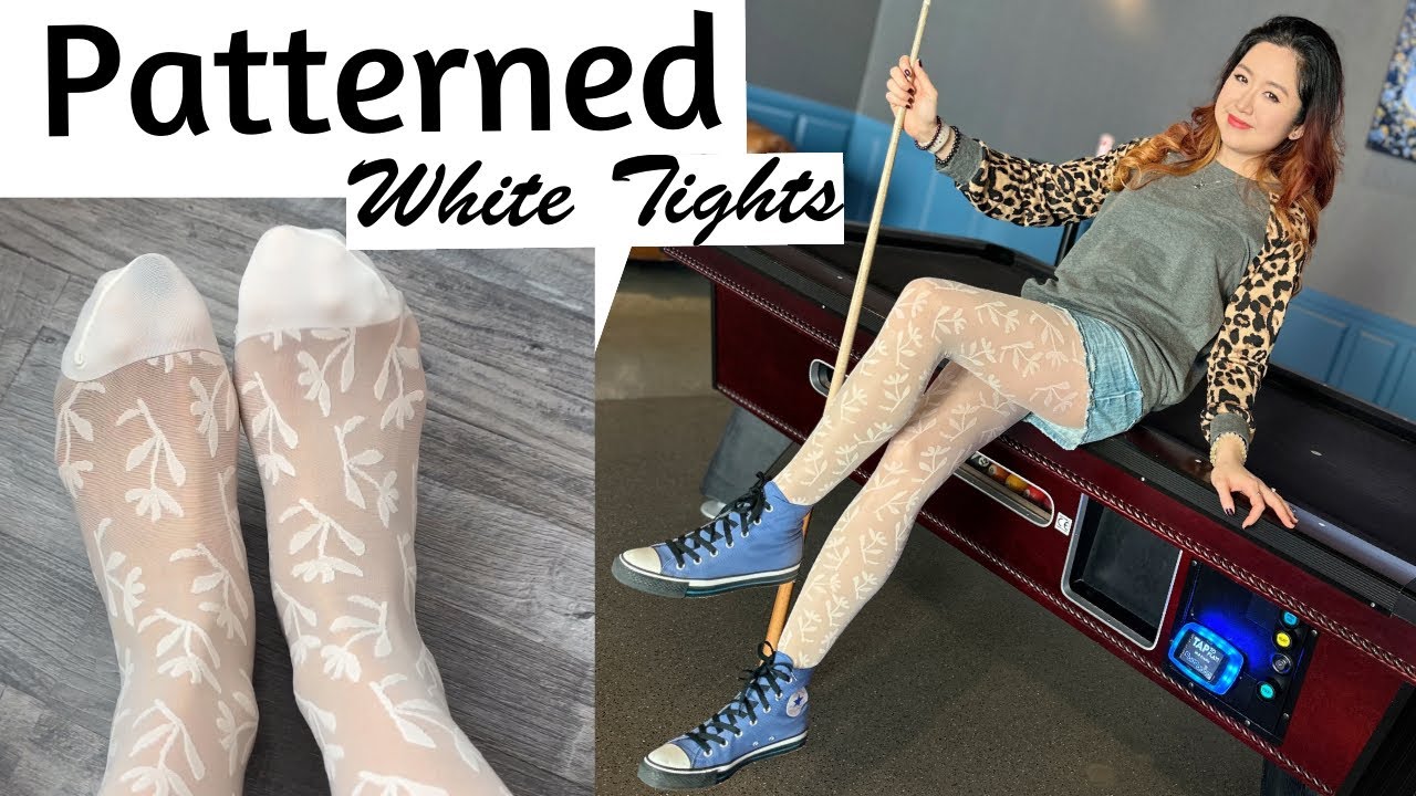 Reinforced Toes Patterned White Tights And Converse, Nylons Pantyhose Stockings Review Legs Feet
