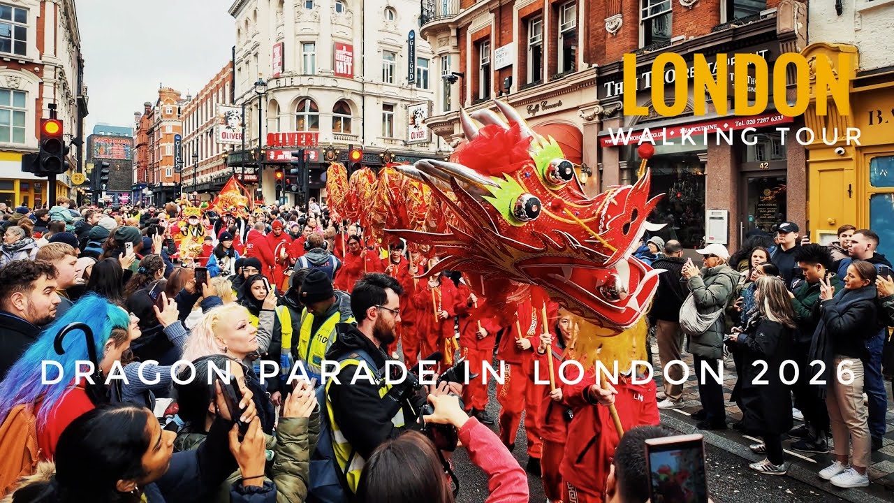 London's CRAZIEST Dragon Parade 2026 | 4K HDR Walking Tour video