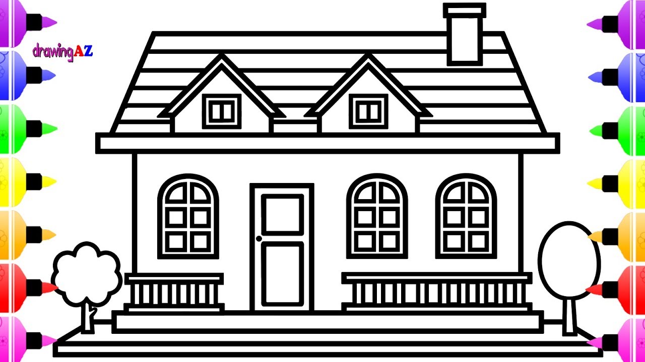 How to Draw House  and House Coloring Pages