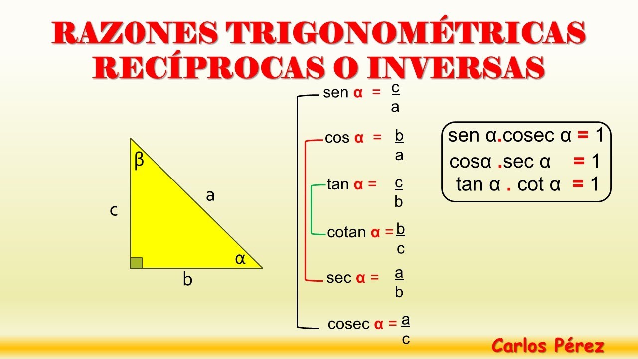 RAZONES TRIGONOM&Eacute;TRICAS REC&Iacute;PROCAS O INVERSAS-DESARROLLO DE EJERCICIOS
