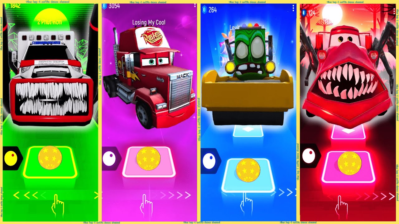 coffin dance - Squad Mater Eater vs Asphalt Roller Eater vs Ambulance Truck vs Mack Truk | Tiles HOP