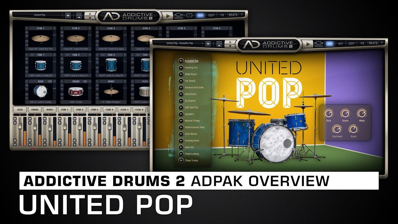 Addictive Drums 2 ADpak Overview: United Pop