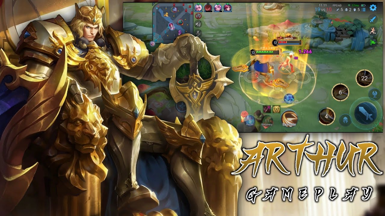 Gameplay Arthur Clash Lane Easy Combo Skill | Honor Of Kings