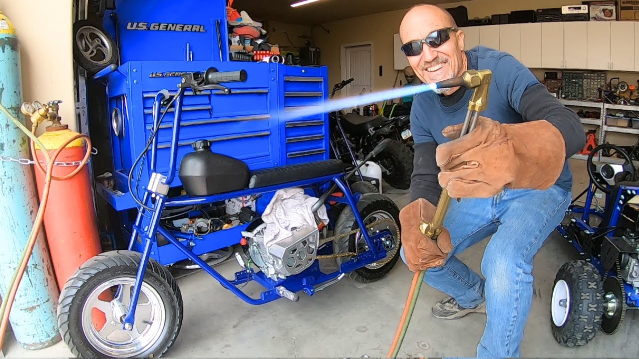 DIY pit bike exhaust on a mini bike
