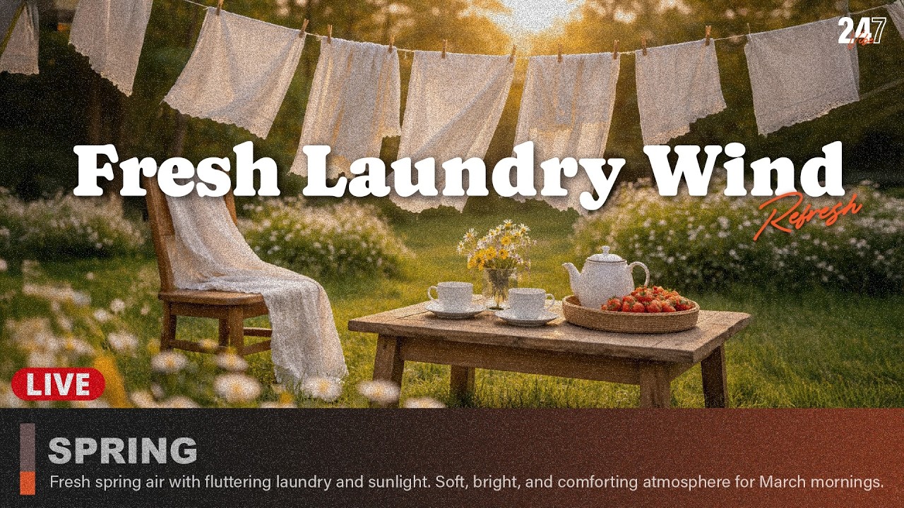 Fresh Laundry Wind 🌿 24/7 Soft Spring Chill & Morning Ambience