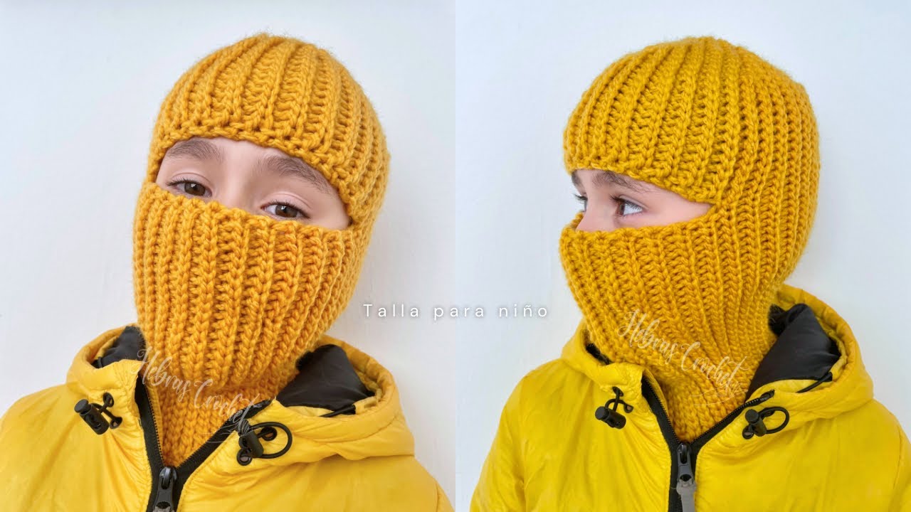 PASAMONTAÑAS🥷TEJIDO A CROCHET: Talla de 3 a 7 Años Balaclava | Tutorial Hebras Crochet