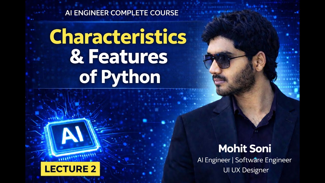 Characteristics & Features of Python | Lecture 2 | AI Engineer Complete Course | Mohit Soni