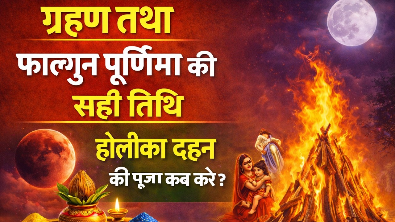 ग्रहण तथा फाल्गुन पूर्णिमा की सही तिथि और समय, सभी शुभ मुहूर्त और होलीका दहन की पूजा कब करे ।