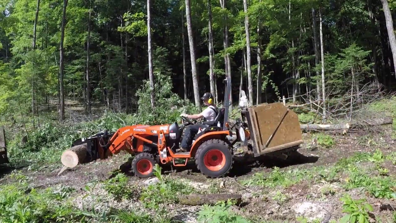 #181 kubota B2601 Compact Tractor. Grapple. STIHL MS251.Trees for the Range. Part 3. outdoor channel