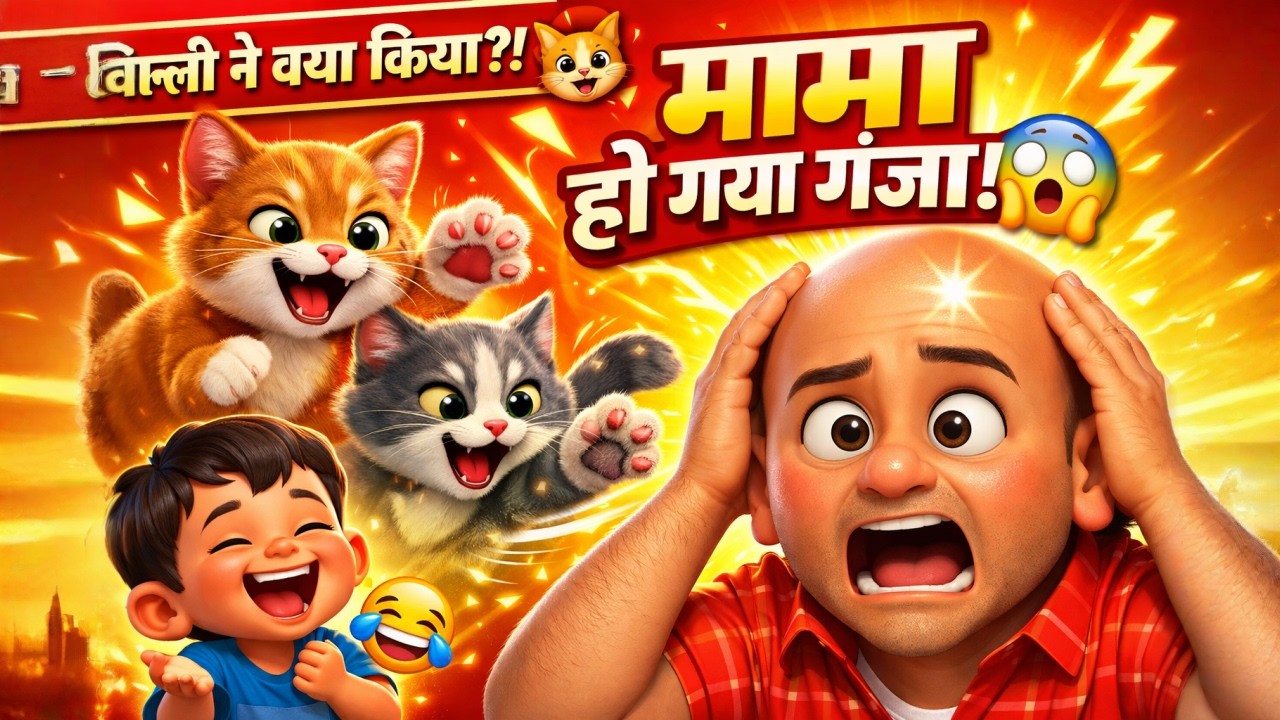 मामा हो गया गंजा बिल्ली ने मारा पंजा | ऊपर पंखा चलता है | Hindi FunnyPoemforKidsuparpankhachalatahai