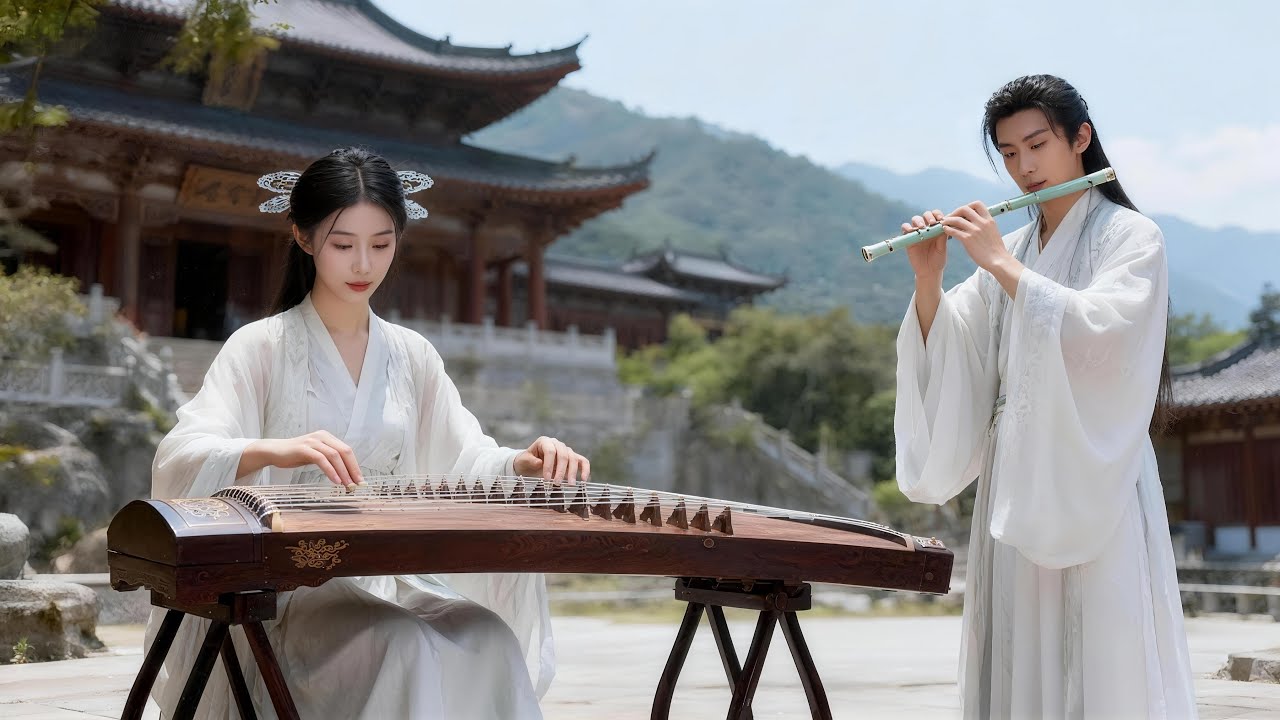 Healing GuZheng & Flute Music, Tranquil Mountain Temple