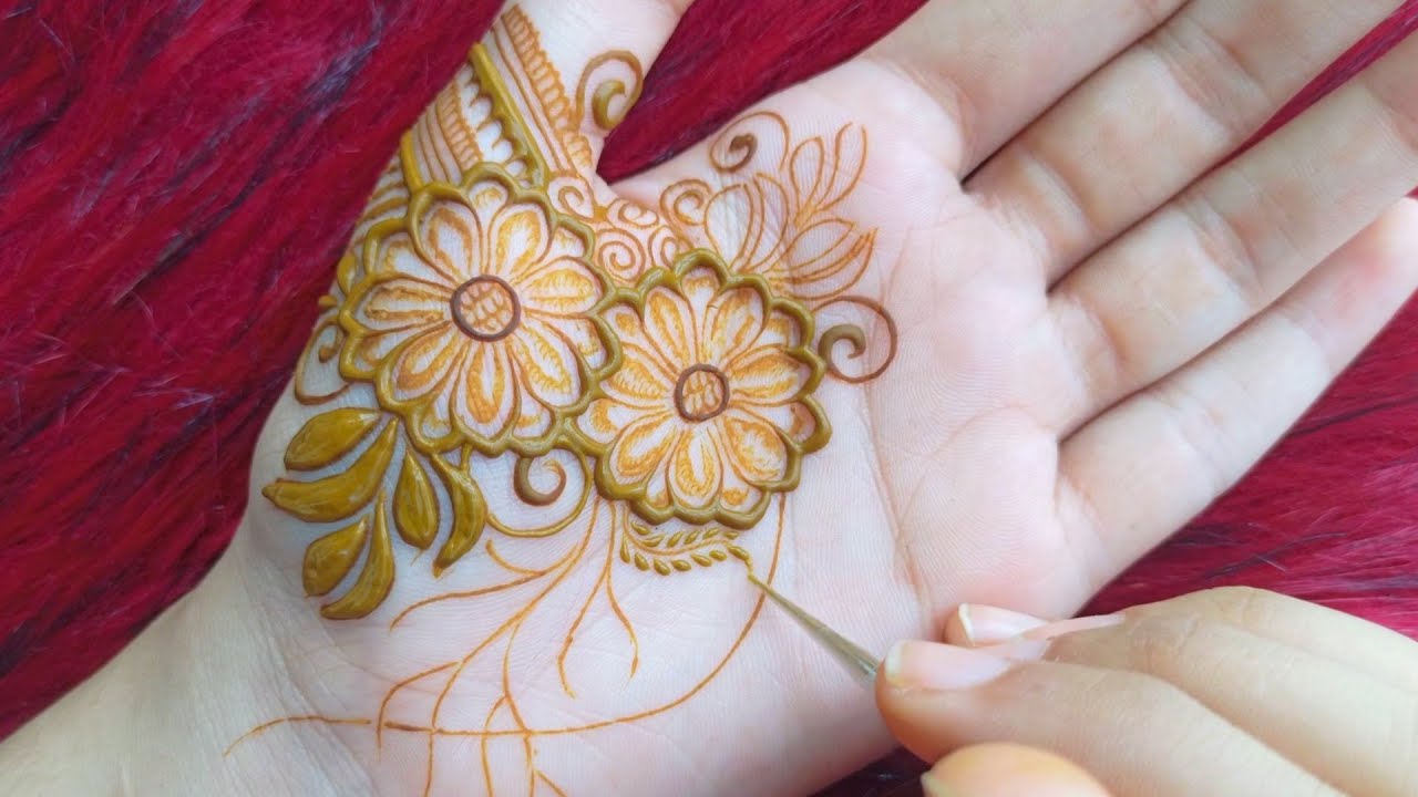 Easy & quick Sunflower Henna Design | Mehedi design by Meher's Henna