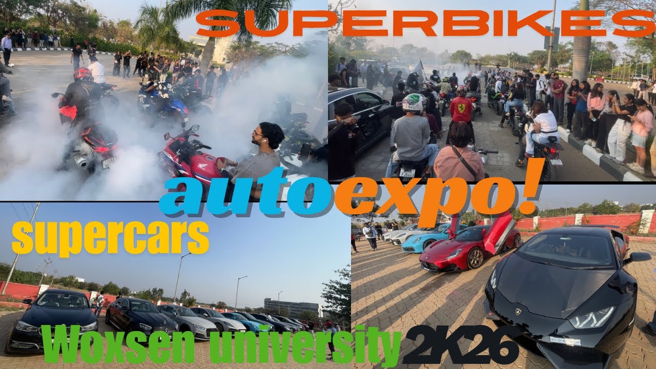 Woxsen university AutoExpo vlog 2026 #supercars #superbikes #bikestunts #modificationcars #