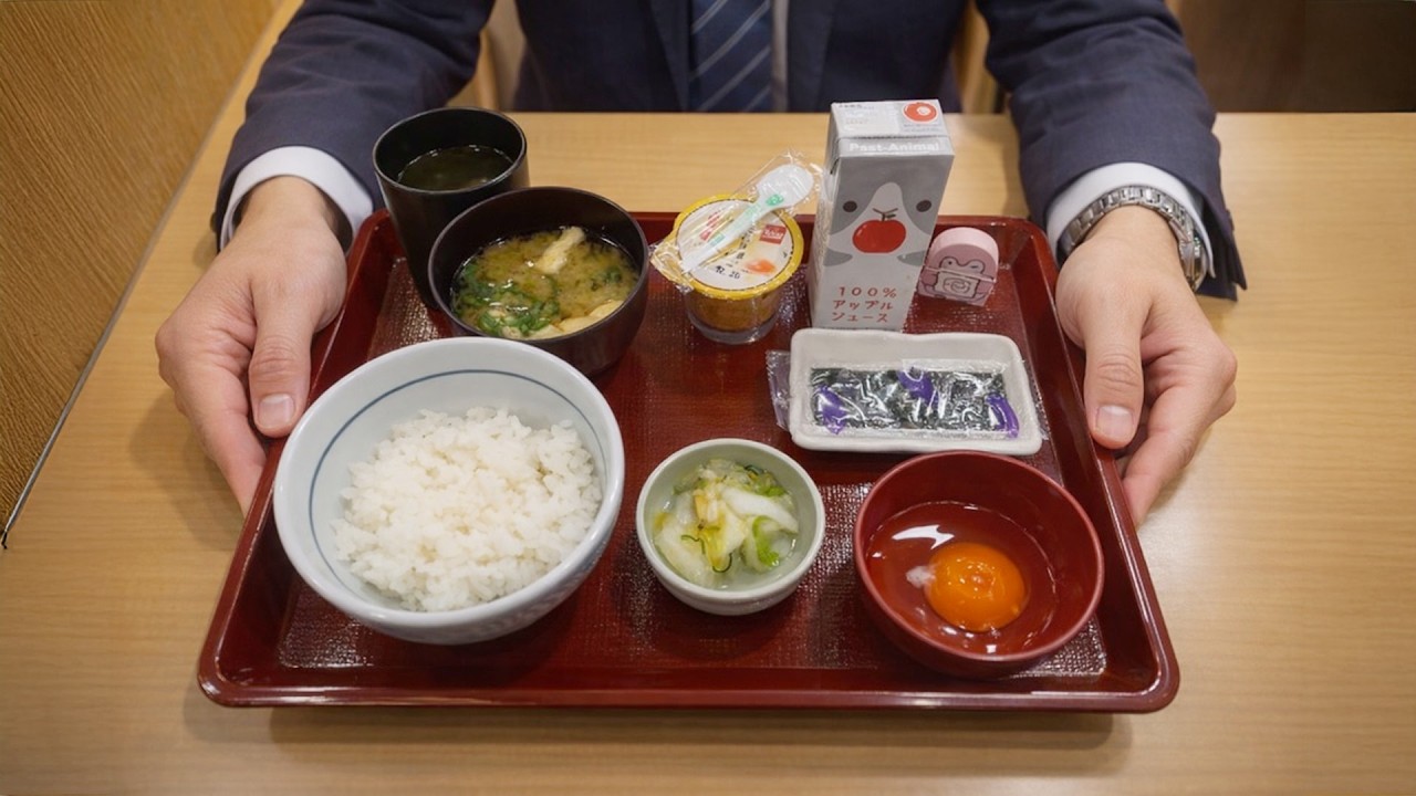 The Breakfast of Japanese Salaryman | $4 Breakfast at Nakau | Raw egg on rice | TKG | Tamago Kake