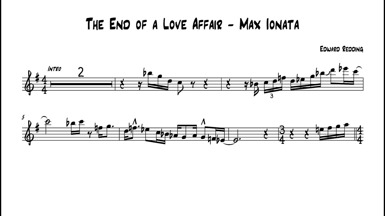 The End of a Love Affair - Max Ionata (Bb Solo Transcription)