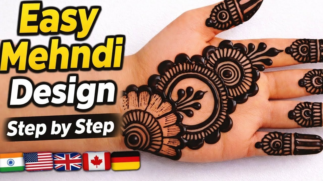 Easy Arabic Mehndi Design | Front Hand Mehndi Tutorial | आसान मेहंदी डिजाइन Step by Step