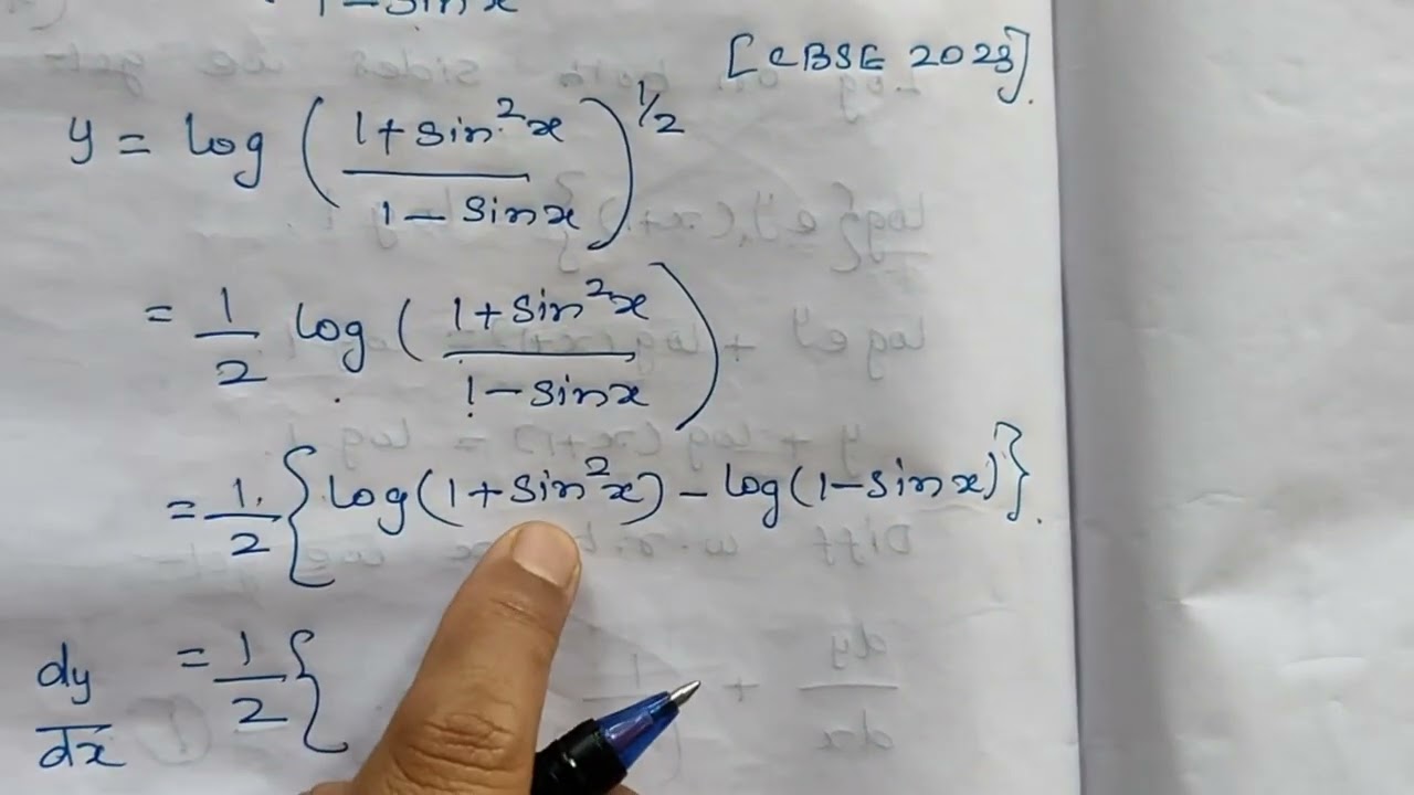 #12th#cbse#23#if y=log√1+sin^2x/1-sinx,find dy/dx