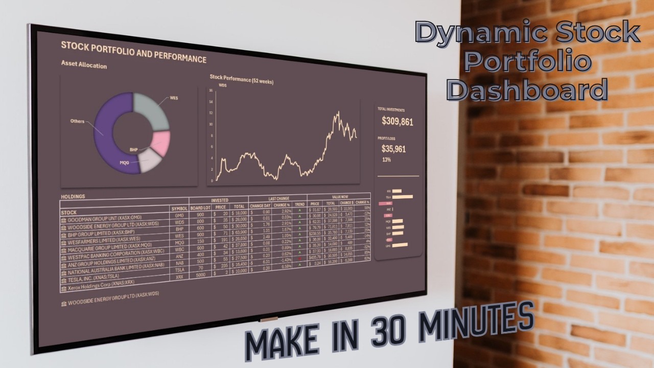 How to Build a Dynamic Stock Portfolio Dashboard in Excel (Under 30 Mins!)