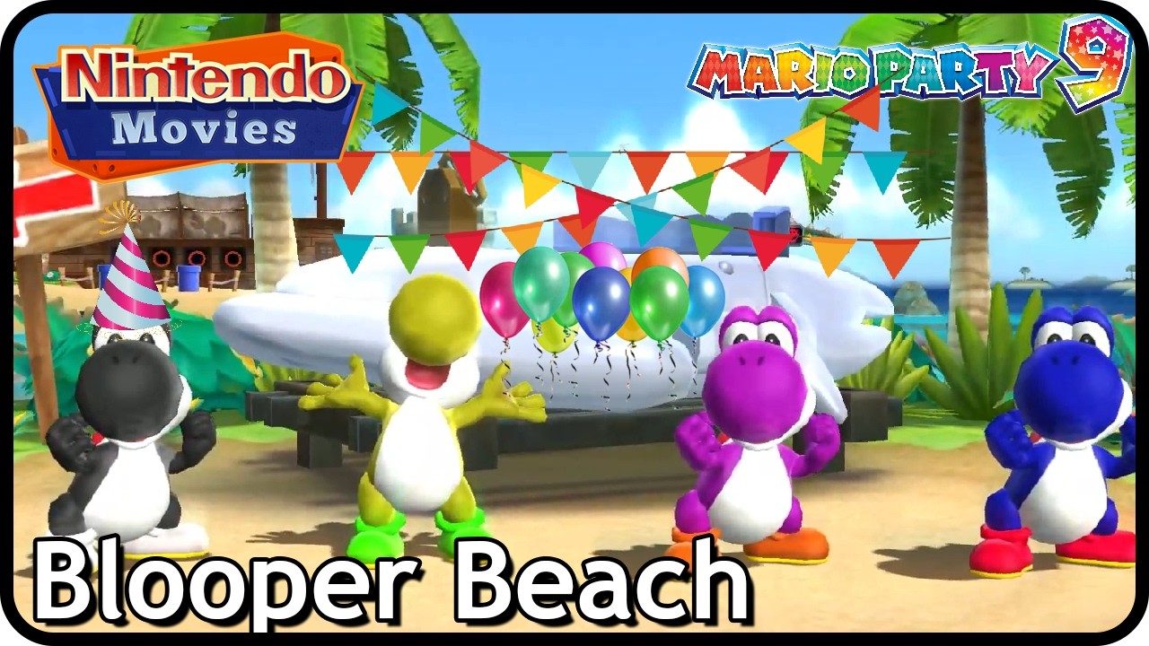 Yoshi Party 9 - Blooper Beach (3 Players, Yoshi vs Yoshi vs Yoshi vs Yoshi)